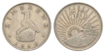 Зимбабве 50 центов 1990 KM 5 медно-никель 4544-733