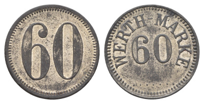 Германия жетон магазина в 60 пфеннигов 1914-1918 Werth Marke железо 4616-631