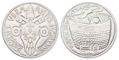 Ватикан 10 лир 1975 MCMLXXV, Священный год, Павел Vi, год-тип KM 127 алюминий UNC 4700-653