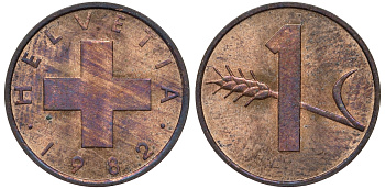 Швейцария 1 раппен 1982 KM 46 4596-332