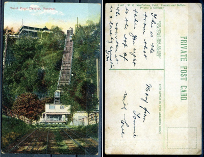 Германия private post card - приватная почтовая карточка Фуникулер на гору Роял в Монреале 2193-86