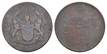 Британская Индия, Бомбей 2 пайса (кепинг) 1804 KM 206 медь 1519-943