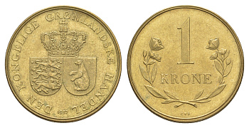 Гренландия 1 крона 1957 KM 10 алюминиевая бронза UNC 1527-1044