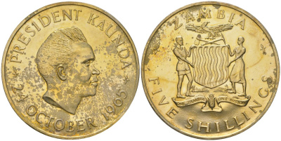 Замбия 5 шиллингов 1965 Годовщина независимости KM 4 медно-никель PROOF 443-743