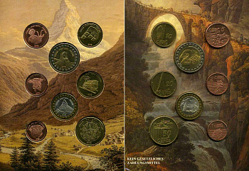 Швейцария набор из 8 европробников 2003 в оригинальном буклете UNC 1-6-2-53
