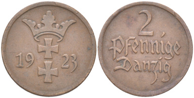 Данциг 2 пфеннига 1923 KM 141 бронза 4621-912