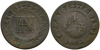 Вестфалия 1 сантим 1809 KM 107 медь 46-938