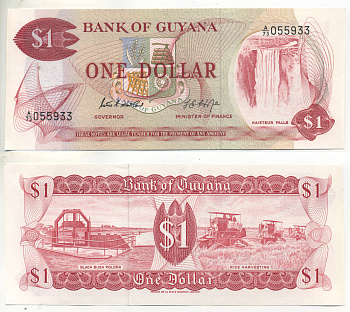 Гайана 1 доллар ND (1966-1992) Patrick Matthews, Frank Hope Pick 21 d бумага UNC (пресс) 7553-8-1