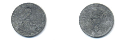 Дания 2 эре 1957 C; S, Фредерик IX (1947-1972) KM 840.2 цинк 4379-729