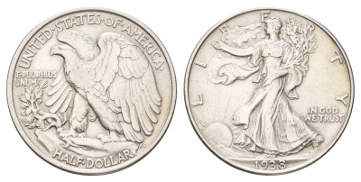 США 1/2 доллара (50 центов) 1938 KM 142 серебро 4127-2132
