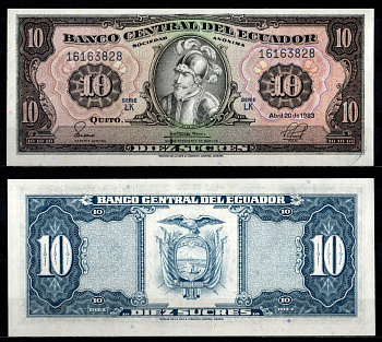 Эквадор 10 сукре 1983 Pick 114 b 1983 (5) бумага UNC (пресс) 7191-59-1-1
