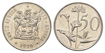 ЮАР 50 центов 1970 Зантедеския Эллиота (калла), герб KM 87 никель 4604-1034