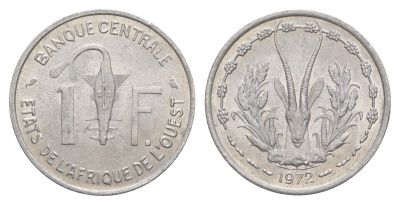 Западная Африка (BCEAO) 1 франк 1972 Центральный банк государств Западной Африки KM 3.1 алюминий aUNC 4642-222