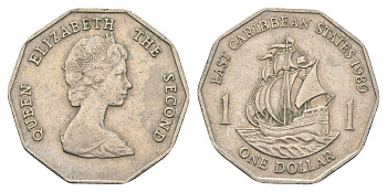 Восточные Карибы (Организация Восточно-карибских государств) 1 доллар 1989 KM 20 медно-никель 4663-735