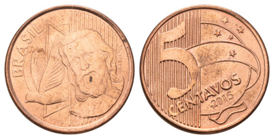 Бразилия 5 сентаво 2015 KM 648 сталь плакированная медью UNC 4670-1237