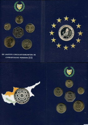 Кипр набор из 6 монет 2004 плюс жетон Европа - Кипр серебро   UNC, PROOF  1181-2-04