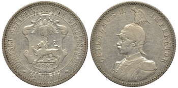 Немецкая Восточная Африка (Танзания) 1/2 рупии 1897 A - Ost-Africa Jaeger 712, KM 4 серебро 00-803-25