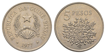Гвинея-Бисау 5 песо 1977 KM 20 медно-никель aUNC 4626-526