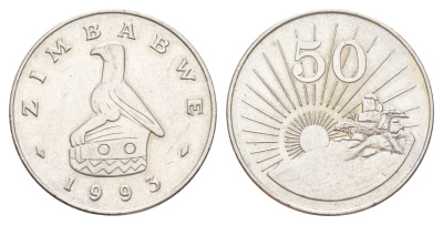 Зимбабве 50 центов 1993 восходящие солнце KM 5 медно-никель UNC 4654-511