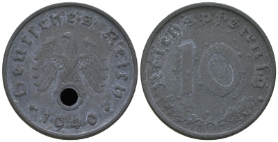 Германия 10 рейхспфеннигов 1944 A KM 101, J. 371 цинк    4589-316