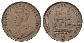 ЮАР 1 пенни 1935 Георг V (1910-1936) KM 14.3 бронза 4672-944