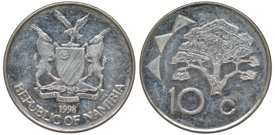 Намибия 10 центов 1998 дерево KM 2 никелированная сталь 4163-933