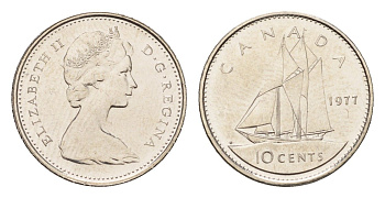Канада 1 цент 1977 Елизавета II (1952-2022), парусник KM 77.1 никель UNC 4690-742