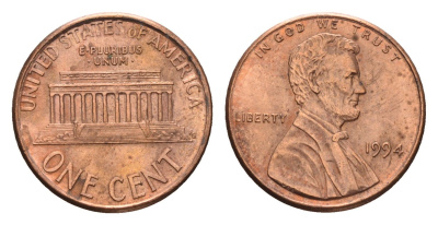 США 1 цент 1994 Авраам Линкольн KM 201b цинк плакированный медью UNC 4613-643