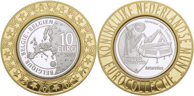 Бельгия 10 евро 2007 международная полярная станция в Антарктиде KM 263 серебро PROOF 1068-7-11