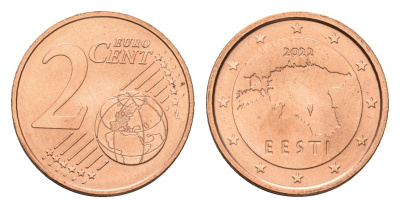 Эстония 2 евроцента 2022 KM 62 сталь плакированная медью UNC 4669-651