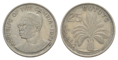 Гамбия 25 бутутов 1971 KM 11 медно-никель 4641-946