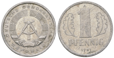 ГДР 1 пфенниг 1981 А KM 8.2 алюминий 4623-427