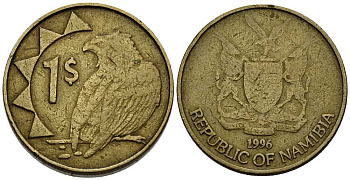 Намибия 1 доллар 1996 орел KM 4 латунь 113-327