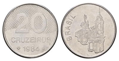 Бразилия 20 крузейро 1984 KM 593.1 нержавеющая сталь 4544-341