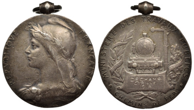 Франция медаль 1918 почетному железнодорожнику 4578-614
