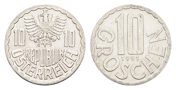 Австрия 10 грошей 1991 KM 2878 алюминий 4528-547