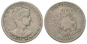 Бразилия 200 реалов (рейс) 1901 KM 504 медно-никель 4156-256