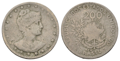 Бразилия 200 реалов (рейс) 1901 KM 504 медно-никель 4156-256