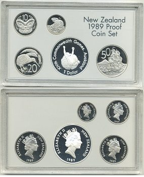 Новая Зеландия официальный набор из 5 монет 1989 в оригинальной пластиковой упаковке серебро PROOF 1-4-1-08