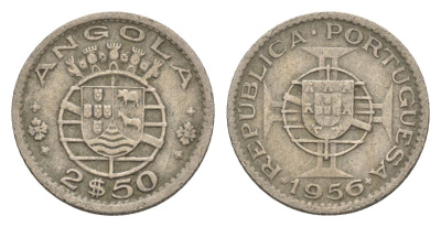 Ангола 2,5 эскудо 1956 KM 77 медно-никель 4649-1055