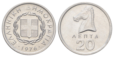 Греция 20 лепт 1976 KM 114 алюминий UNC 4654-753