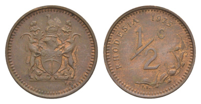 Родезия 1/2 цента 1975 KM 9 бронза aUNC 4596-1222
