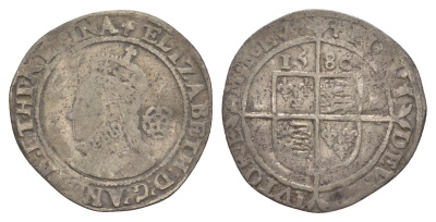 Англия 6 пенсов 1580 Елизавета I (1558-1603) North 1997, Spink 2572 серебро 4127-421