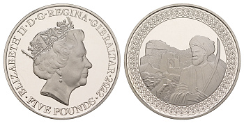 Гибралтар 5 фунтов 2022 Тарик ибн Зияд KM NEW медно-никель  PROOF  1088-9-12