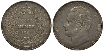 Гессен-Дармштадт 2 талера 1841 Людвиг II (1830-1848) KM 310, Dav. 702 серебро 00-805-14