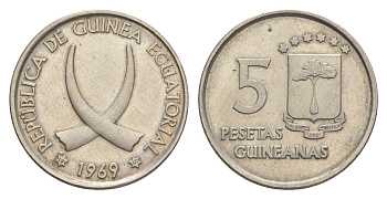 Экваториальная Гвинея 5 песет 1969 KM 2 медно-никель UNC 4617-115