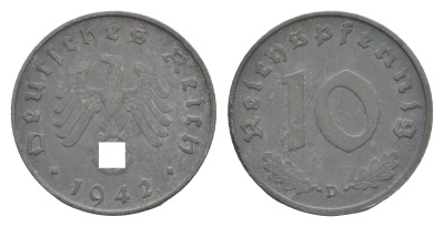 Германия 10 рейхспфеннигов 1942 D KM 101, J. 371 цинк 4647-829