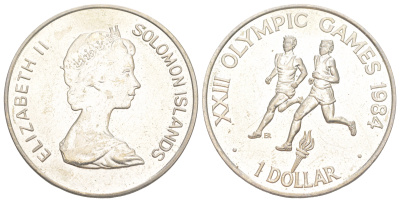 Соломоновы Острова 1 доллар 1984 XXIII летние Олимпийские Игры, Лос-Анджелес 1984, тираж 5.000 экземпляров KM 19 медно-никель BU 3896-315