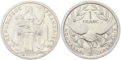 Новая Каледония 1 франк 2002 KM 10 алюминий UNC 4132-151