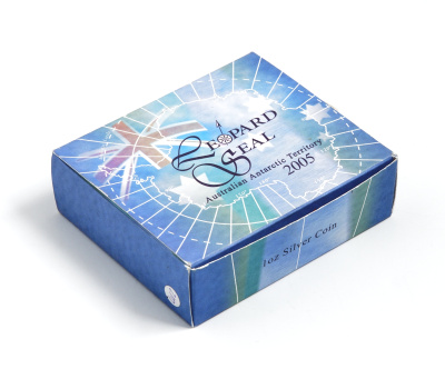 Австралия 1 доллар 2005 антарктические территории, морской леопард, эмаль, в оригинальной коробке, с сертификатом KM 1018 ​серебро PROOF 7-1-35